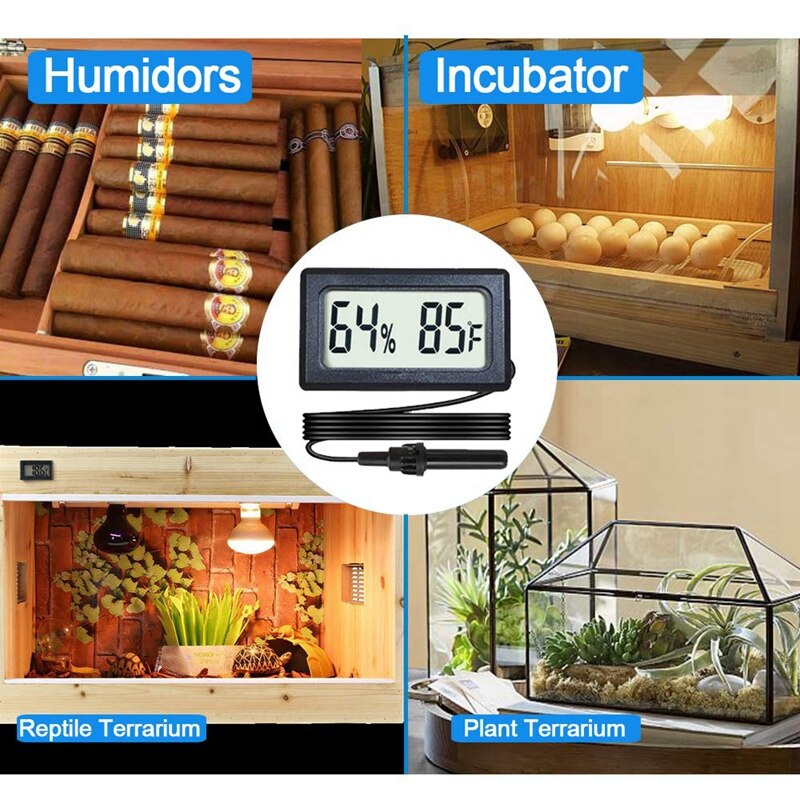 Mini Digital Hygrometer Thermometer for Incubator Reptile Gl Container Humidor Guitar Box Greenhouse(4Pcs)