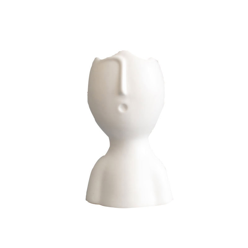 Nordic ins minimalistisk keramisk mini abstrakt vase svart og hvit ansiktsutstilling dekorasjon statue hode type vase