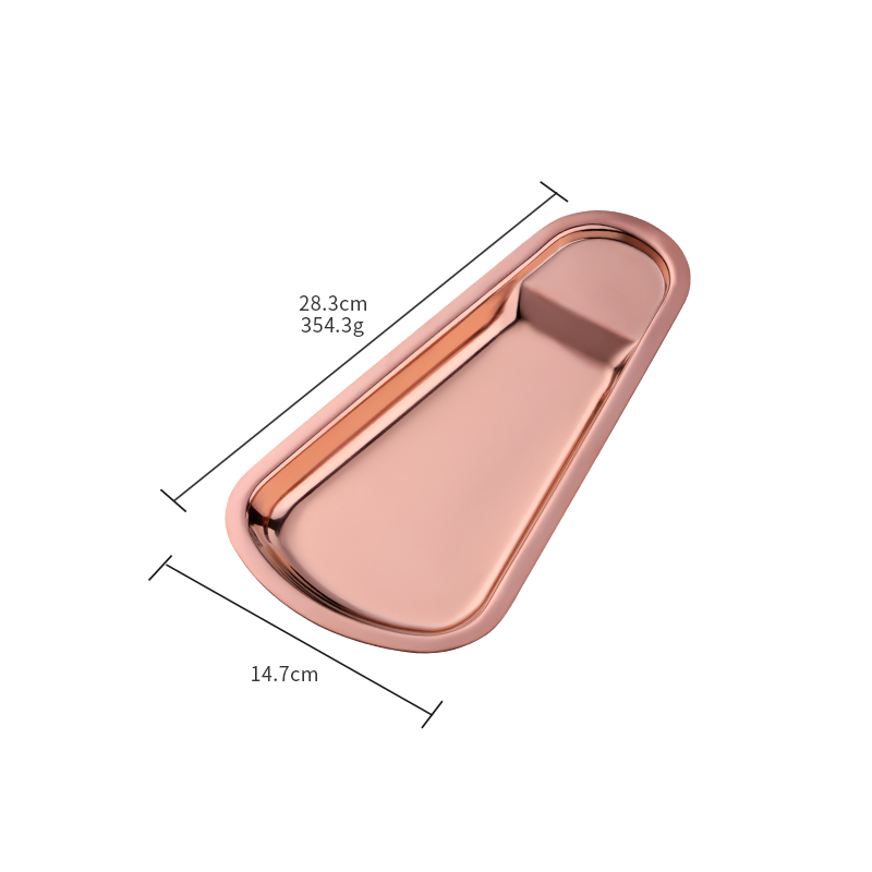 1pc Snack Platte Metall Rechteck Platten Gold Brot murmeln Geschirr Mischen Obst Süßigkeiten Nachtisch Erzähler Regenbogen Handtuch Serviette Tablett Party: S-Rose Gold-1pc