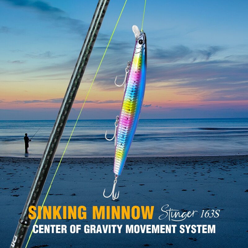 TSURINOYA 163S Ultra Long Casting Sinking Minnow Sea Fishing Lure STINGER 163mm 34.2g Seabass Tuna Saltwater Large Hard Baits