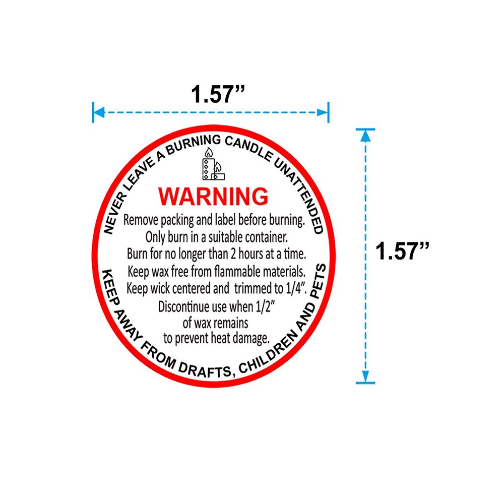 500 Stuks Kaars Waarschuwing Labels 1.57 Ronde Sti... – Grandado