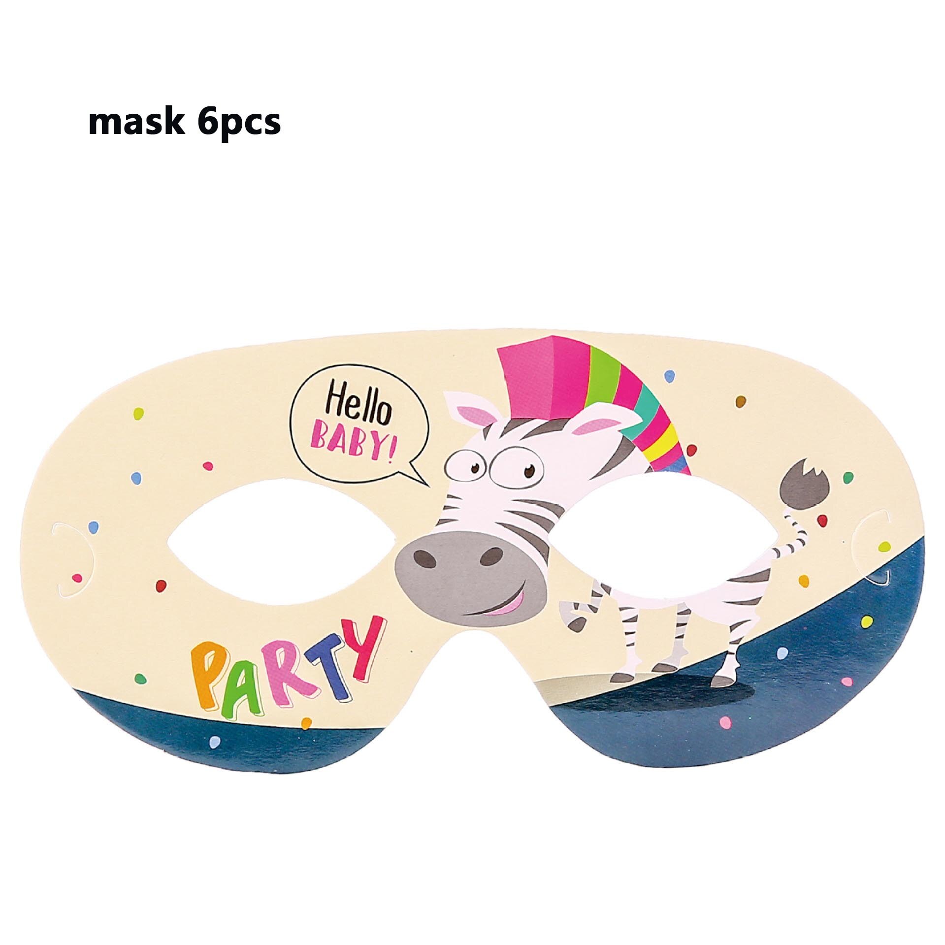 Cute Pasture Cow Theme Party Paper Plate Cup Flag Napkin Balloon Thankgiving Birthday Wedding Party Decor Supplies: Cartoon mask 6pcs