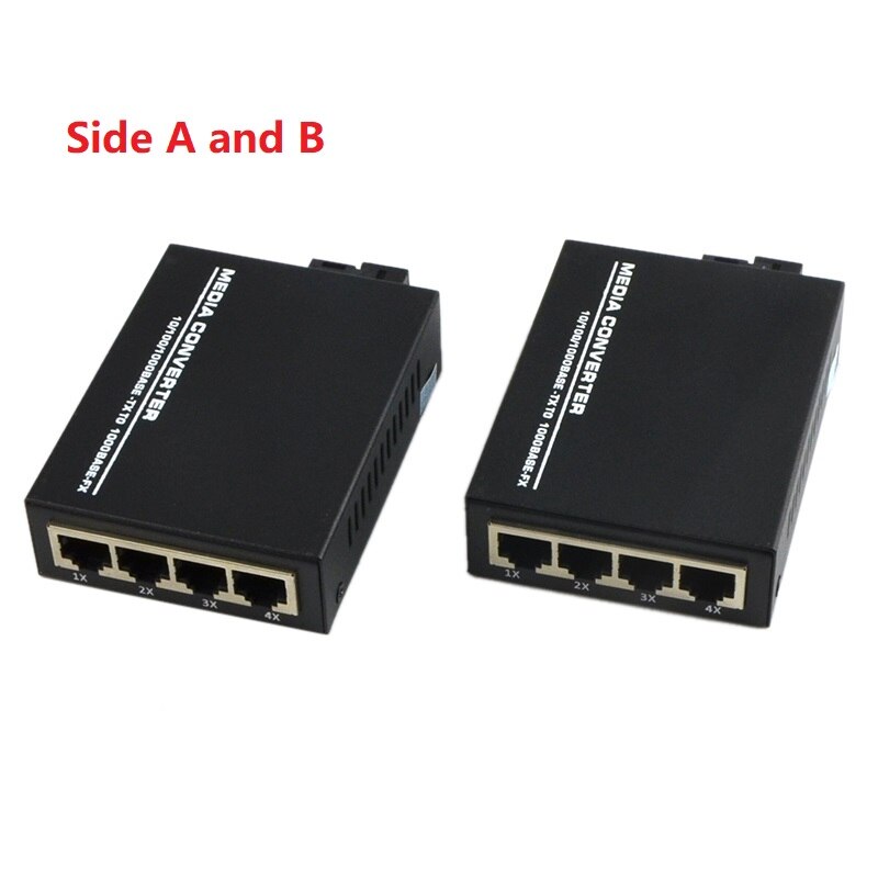 10/100M SingleMode Fiber Media Converter 1 Fiber port 4 RJ45 Ethernet Ports Fiber Optical Transceiver Fibre Optical Transceiver: 1F-4E-A with B