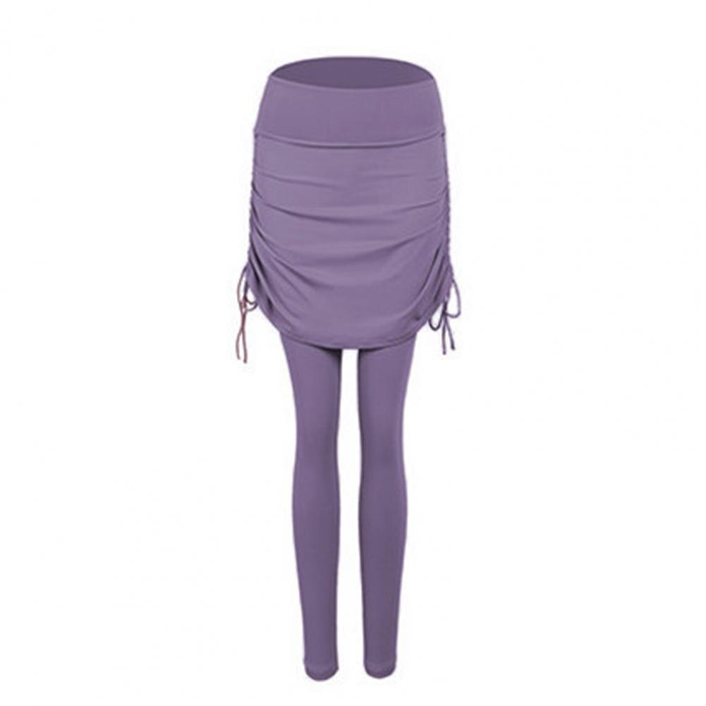 Pantaloni Fitness abbigliamento pantaloni Yoga gonna attillata attillata a pieghe tinta unita Sexy Slim Fashion: Viola / S