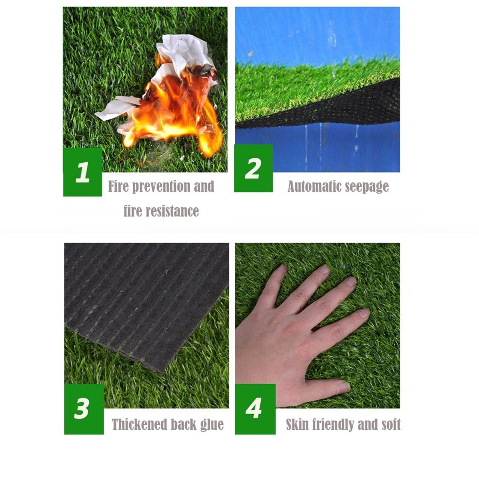 Alfombra de césped Artificial para exteriores, de plástico, para balcón, escuela, césped verde