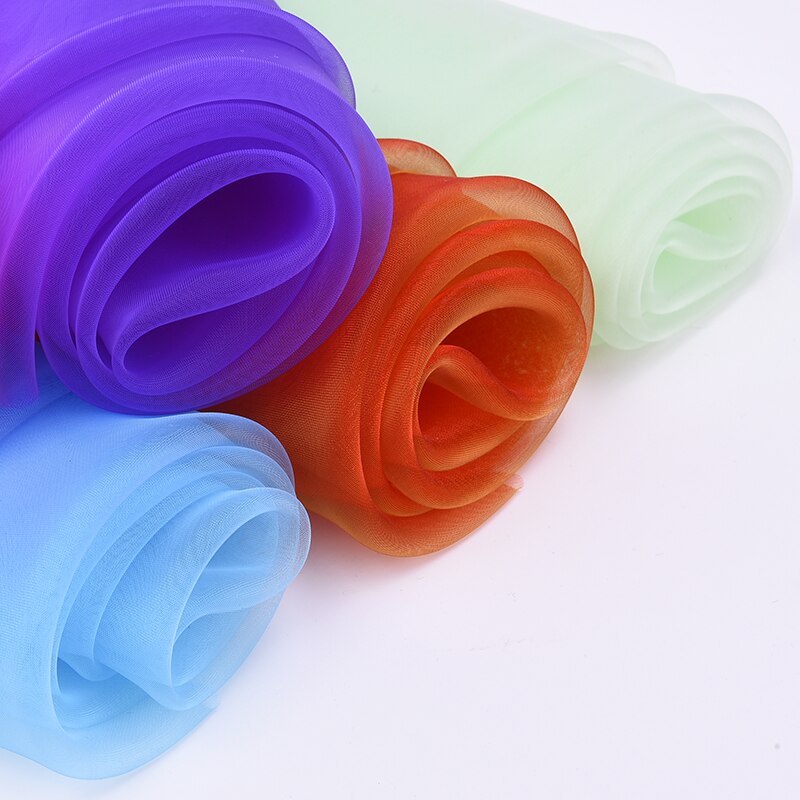 Tissu organza brodé de 6 mètres | Vêtements transparents pour mariage, tissu en soie coloré large 150cm