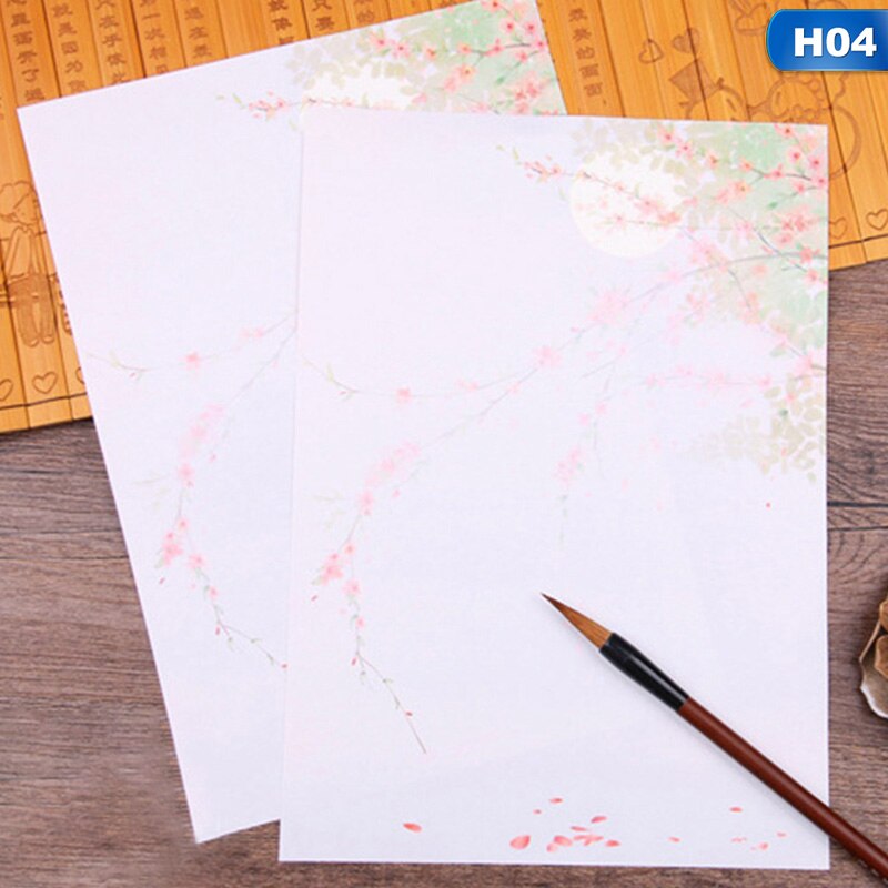 8 piezas estilo chino antiguo Vintage Retro escritura papel carta Set Oficina escuela suministros papelería estudiante: H04