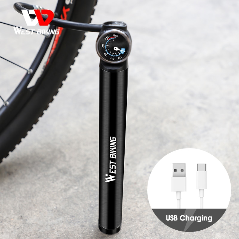WEST BIKING Bicycle Electric Pump Bike Inflator 150 PSI USB Rechargeable Portable Car MTB Road Bike Inflator Cycling Tire Pump