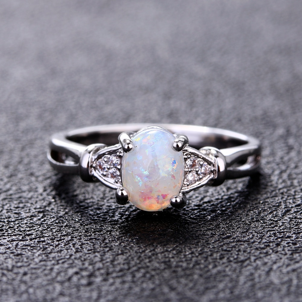 6 x 8mm ovale opaal ringen ringen voor meisjes dames fijne sieraden trendy feestring op