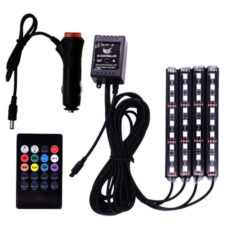 1 conjunto de luz interior decoração usb luz ambiente automático 4 em 1 decoração do carro luz atmosfera lâmpada para carro diy auto