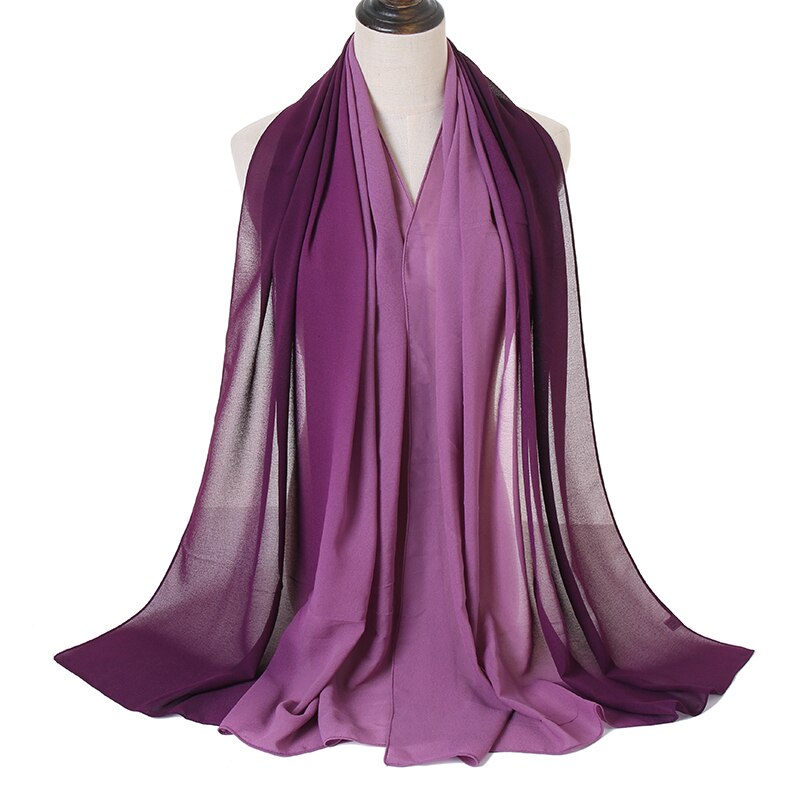 Laven Newest Gradient Bubble Chiffon Scarf Women Muslim Hijab Large Size Ombre Scarves Chiffon Shawl Female Islamic Bandana: 4