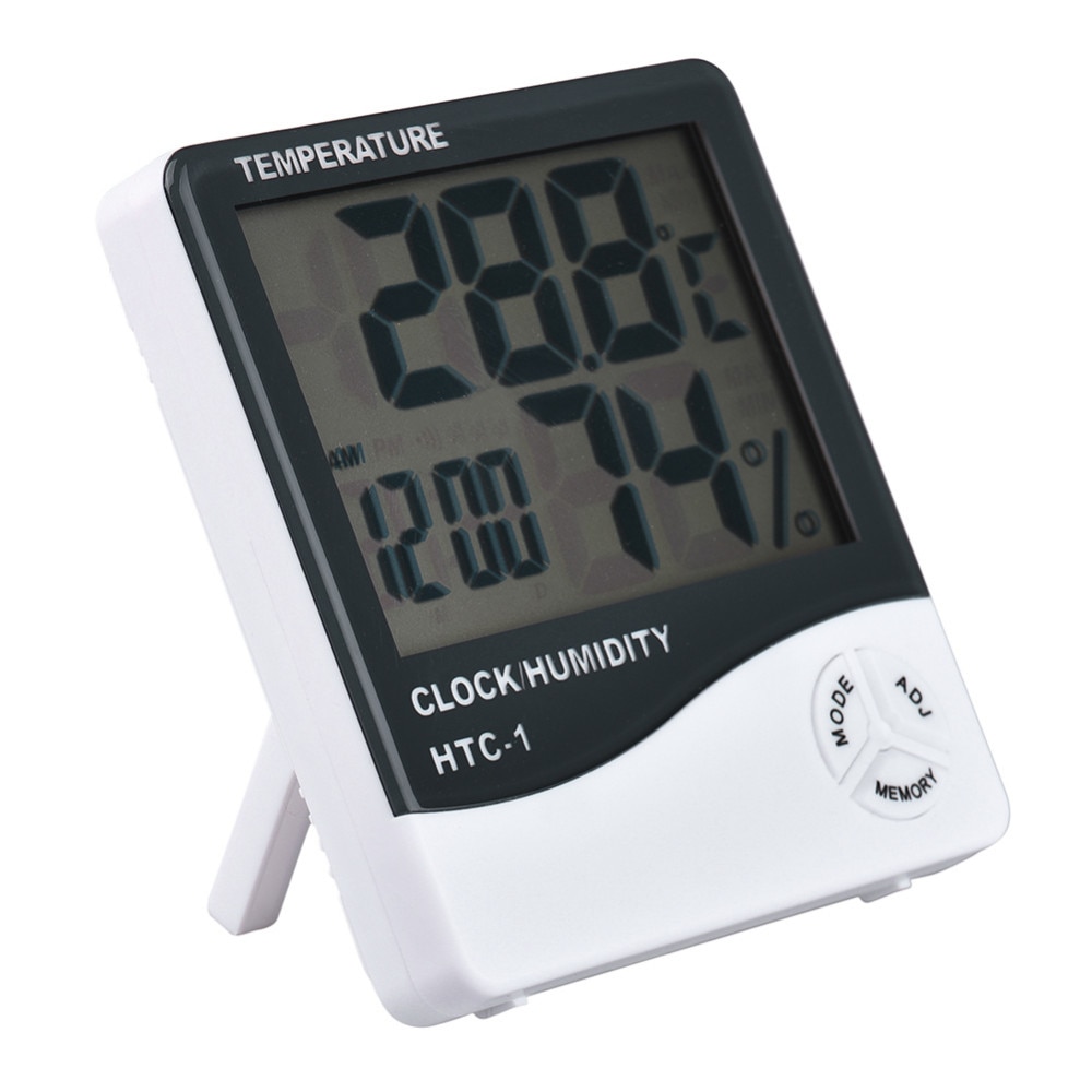 Voor HTC-1 Hoge nauwkeurigheid LCD Digitale Thermometer Hygrometer Indoor Elektronische Temperatuur-vochtigheidsmeter Klok Weerstation