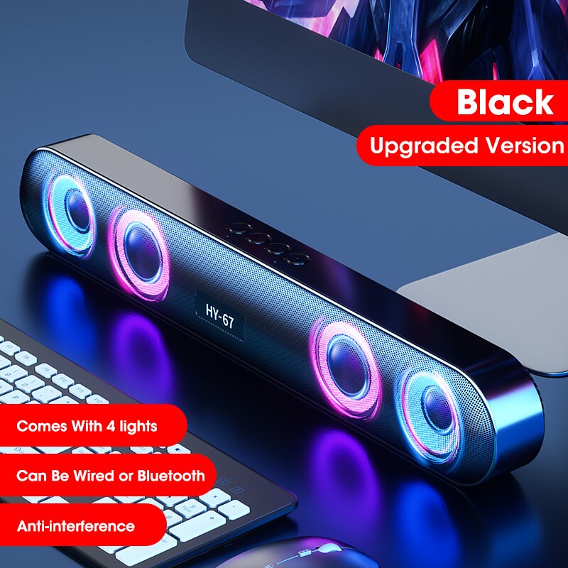 Bluetooth Wireless Game Speaker soundbar Portable True Wireless Powerful Bass Smart Speaker 18H Play-time Clear Stereo Sound: Black Pro