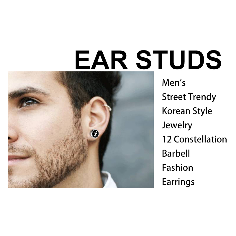 Pendientes de tuerca con mancuernas para hombre y mujer, aretes con constelaciones, edición coreana, de joyería para la oreja, urbana, 12