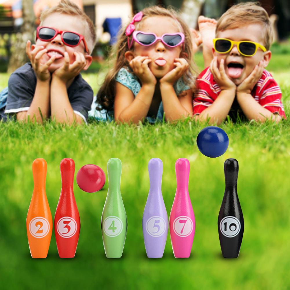 Jeu de Bowling en bois pour enfants, maison amusante, jeux de sport, Mini jouet d&#39;intérieur pour enfants d&#39;âge préscolaire