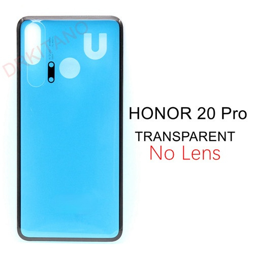 Back Glass Cover Voor Huawei Honor 20 Batterij Cover Achterdeur Behuizing Case Window Back Panel Voor Honor 20 Pro batterij Cover: 20Pro-Transparent