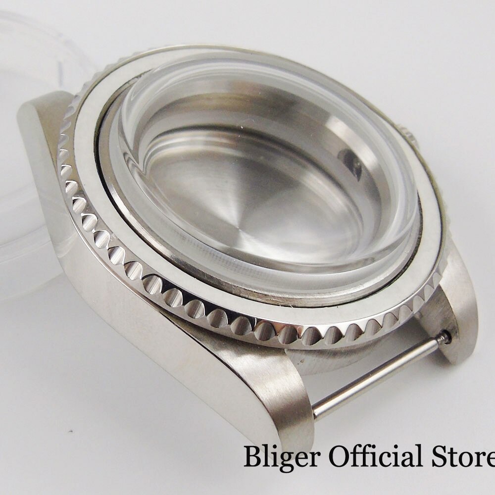316L Stainless Steel Silver Color Watch Case Arched Glass for NH35 NH36 Rotating Bezel Solid Backcover Screw Down Crown