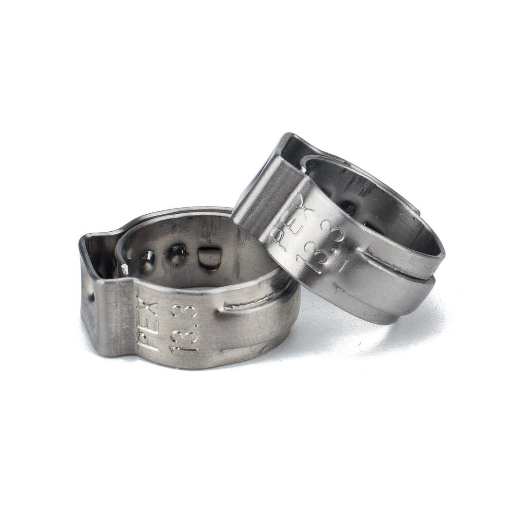 50 stk pex rustfrit stål enkelt øreklemme 3/8 tommer 13.3mm til pex slangerør til biler, motorcykler, skibe osv.