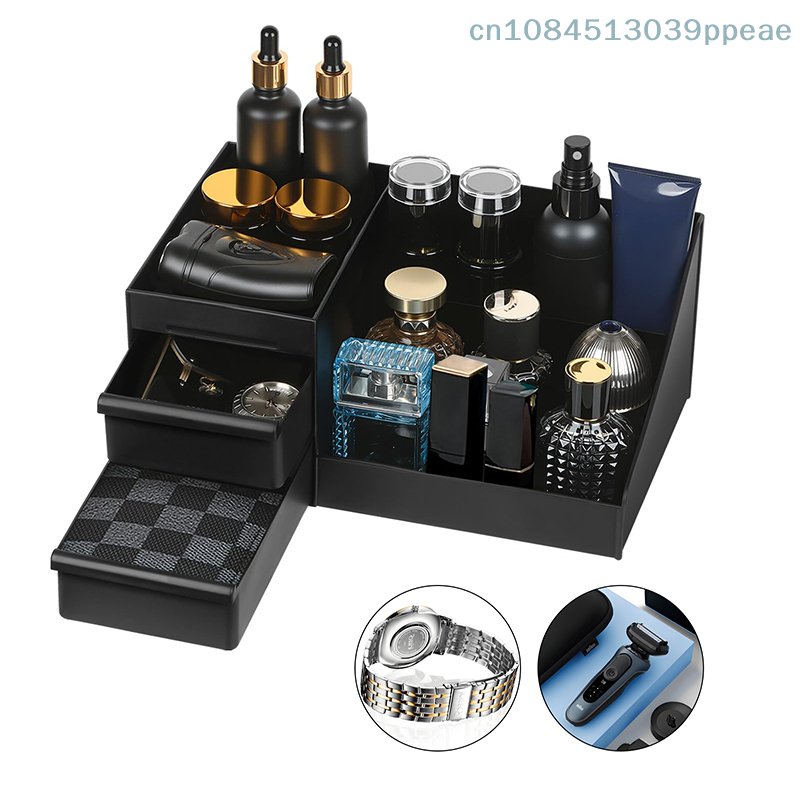 Organizer na perfumy dla mężczyzn do komody, stojak na perfumy, blat łazienkowy z szufladami, przezroczysty organizer na olejki zapachowe