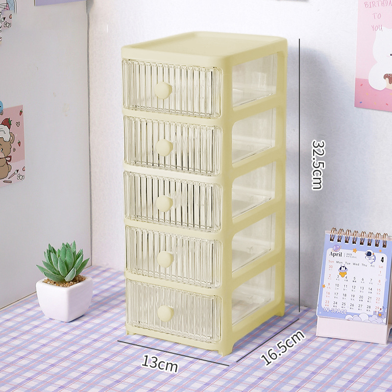 Multi drawer storage box, pen holder cabinet, office tape hair accessories: Ivory