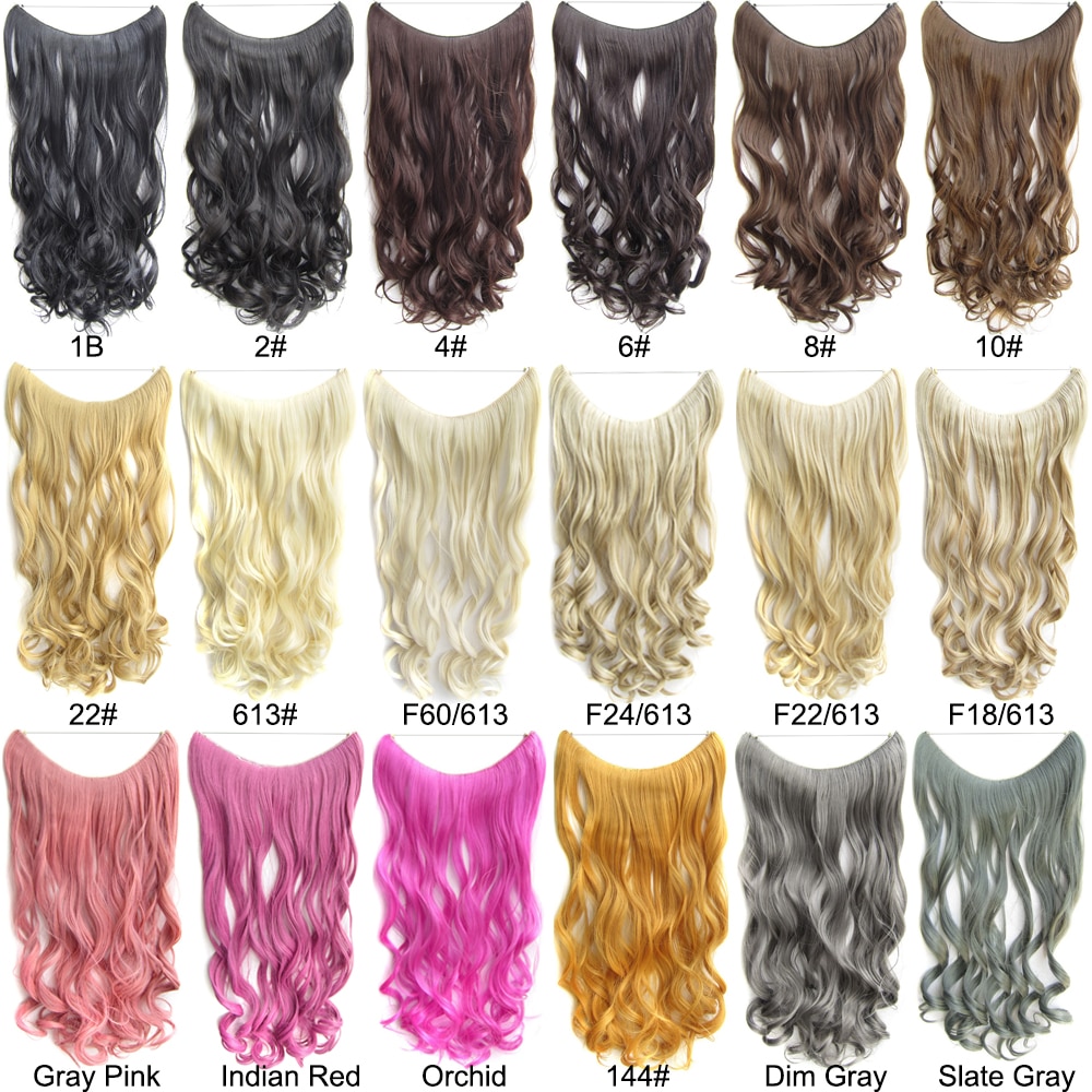 Similler-extensiones de cabello sintético para mujer, hilo Invisible de 24 pulgadas, sin Clips, rizado largo, línea de pescado secreta, 100g