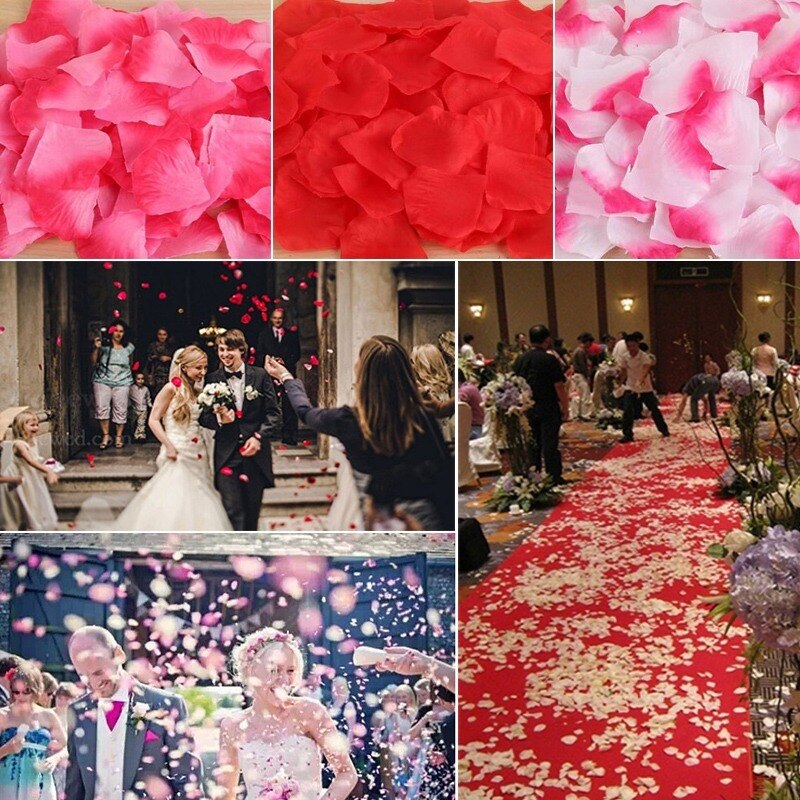 100 stk./parti 5*5cm kunstige blomster simulation rosenblade dekorationer bryllup tilbehør romantiske kunstige rosenblade