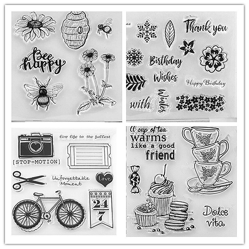 Wyse teekukka kirkkaat postimerkit rakkaus läpinäkyvä silikonileima korttien tekemiseen itse scrapbooking voikukka postimerkit hyvää syntymäpäivää