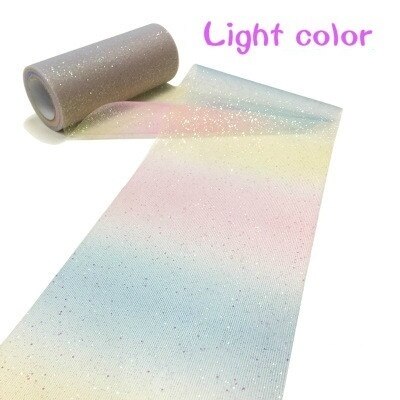 Regenboog Glitter Tulle Rolls voor Tafelloper Stoel Sash Bow Rok Wedding Party Lint verjaardag decoratie: light color