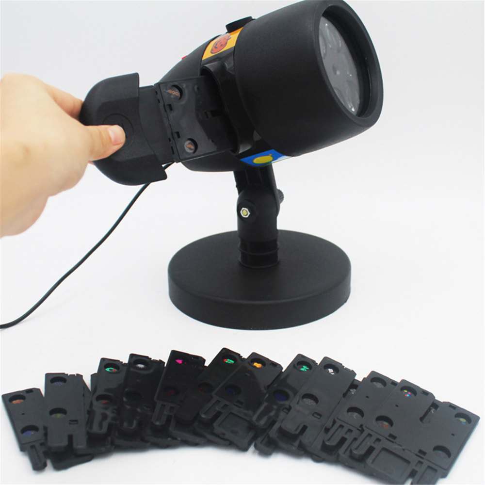 LED Slide Show Projector Lamp USB Outdoor 12 Patterns Snowflake Christmas Halloween Projection Light for Home Decor Party