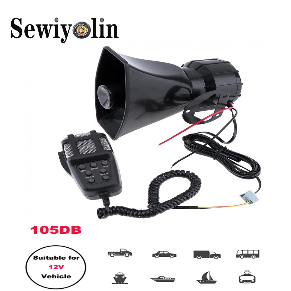 Sewiyolin RUSSLAND Tonne Tonne Auto Notfall Sirene Auto Sirene Horn Mic Pa Lautsprecher System Notfall Verstärker Hupe 12V 100W Polizei