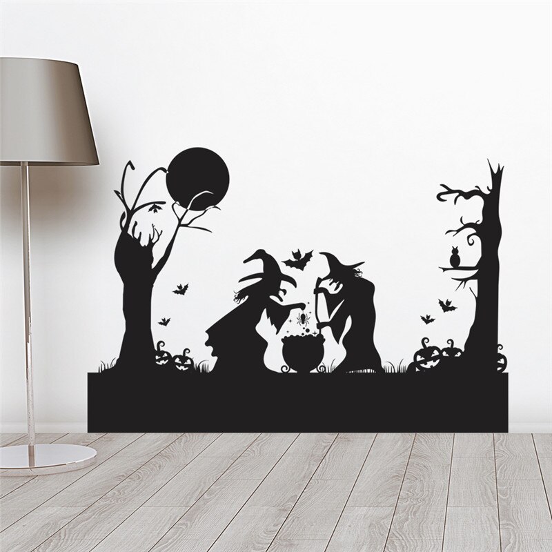 Window Wall Sticker Witch Wallpaper Halloween Wall Stickers Stickers Decoration Vinyl Decal Kid Room Home 3D