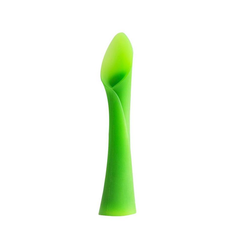 Zuigeling Rijst Plakken Training Soft-Tip Lepel Bamboe Blad Tand Gel Lepel Bijtring Voor Baby Led Spenen Tailored Silicone lepel
