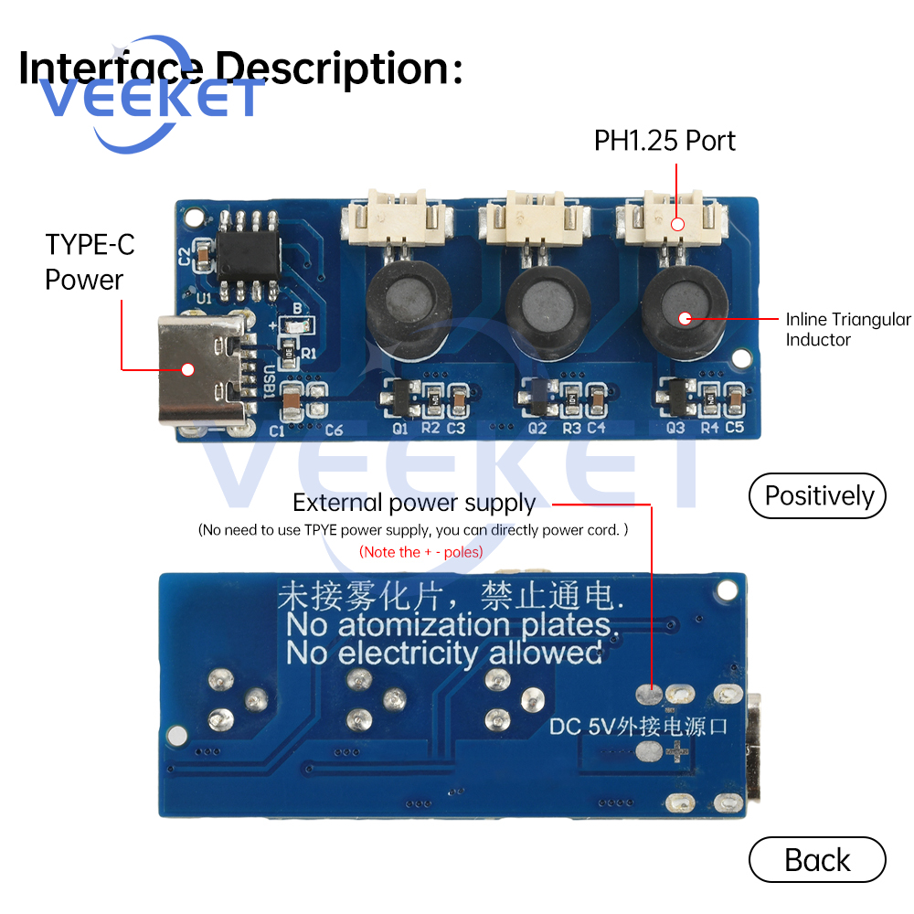DC 5V Mini Humidifier Modulle Dual Spray Three Spray Ultrasonic Atomizer Humidifier Module Mist Maker and Driver Circuit Board