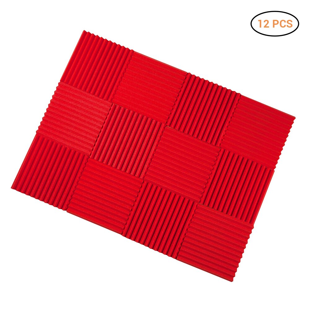 12 stk 30*30cm akustisk skum lydisolering skum studio akustiske paneler absorption kile fliser polyurethanskum: Rød