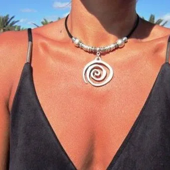 Collar de cuero con colgante de estrella de mar para mujer, joyería Bohemia de playa, de: Bañado en rodio de imitación