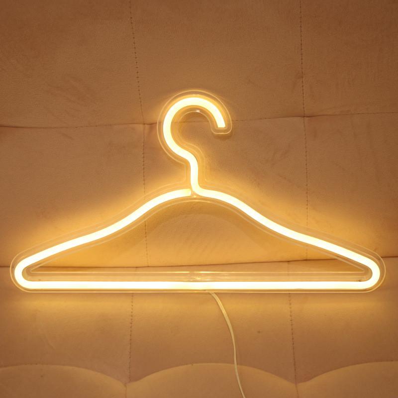 Cintre Led néon pour vêtements, lampe Ins, support décoratif pour robe de mariée romantique: Orange