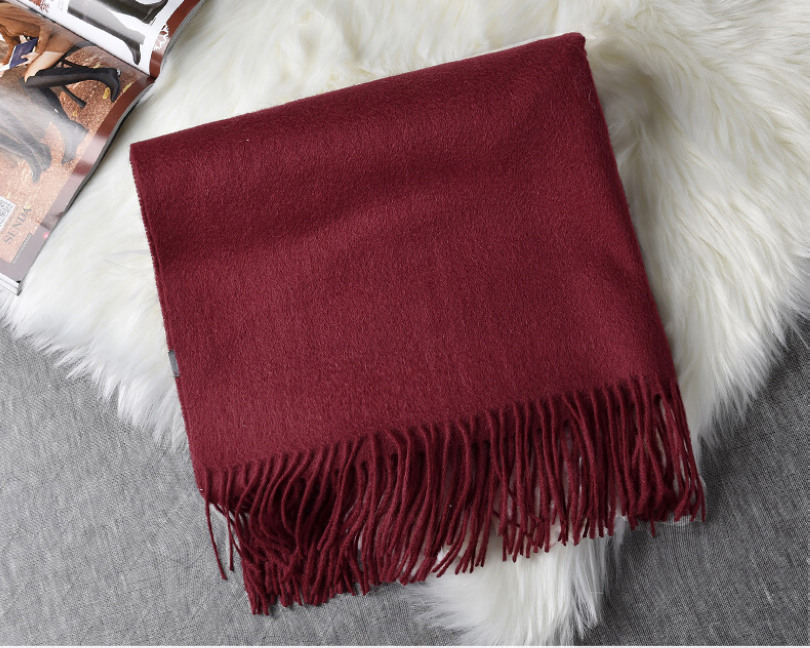 [Bysifa] Winter Vlakte Kasjmier Sjaals Herfst Thicken Warm Tassel Lange Sjaals Wraps Groen Zwart Kameel grijs Rood: wien red