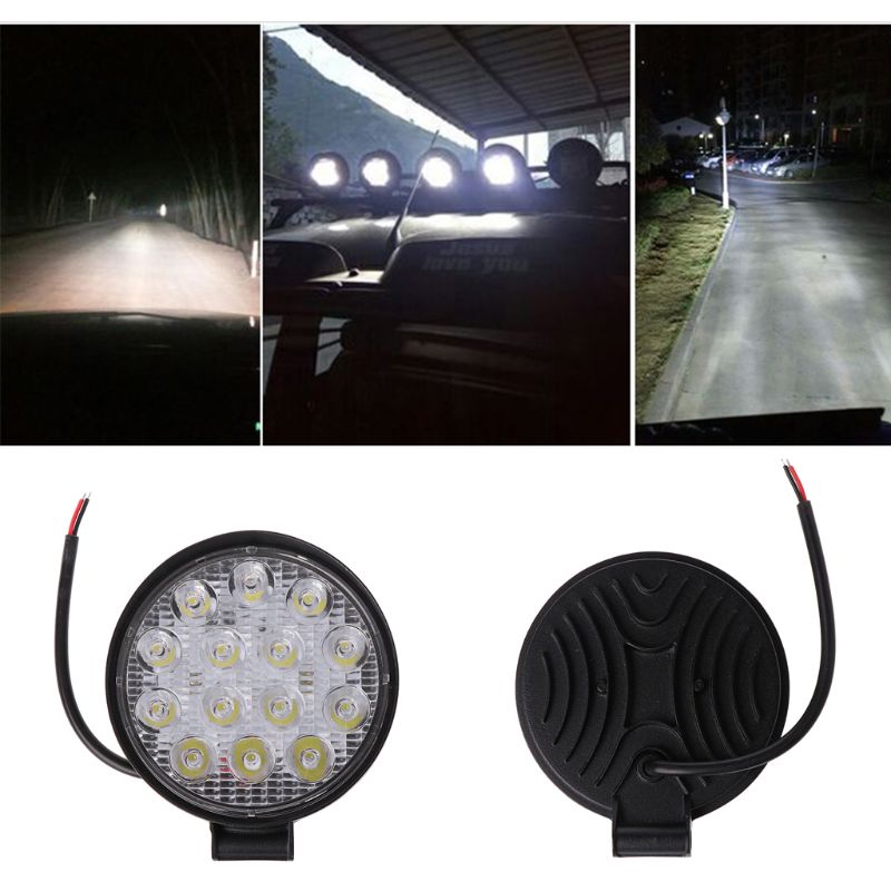 Car 42W 6500K 12V 24V Round LED Work Spot Light Flood Driving Lamp