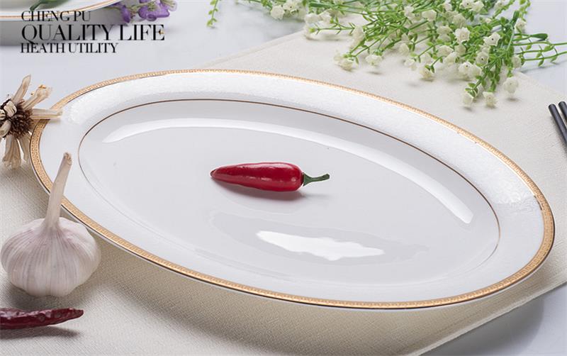 12 Inch, Fijne Bone China Decoratieve Plaat, Goud Band Ontworpen, Diner Lader Platen, porselein Servies China, Magnetron Veilig