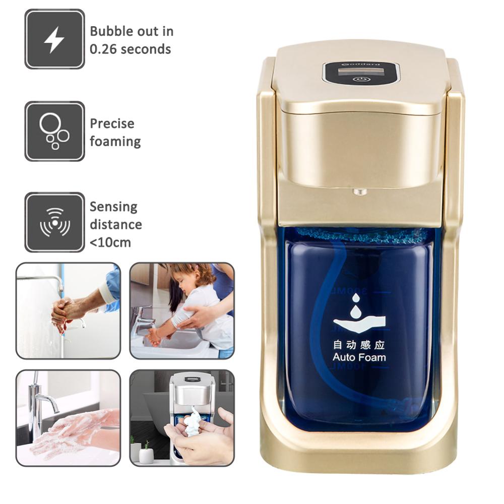 Distributeur automatique de savon de 450ML, capteur de mouvement à infrarouge, sans contact, moussant, mains libres, pour salle de bains et cuisine