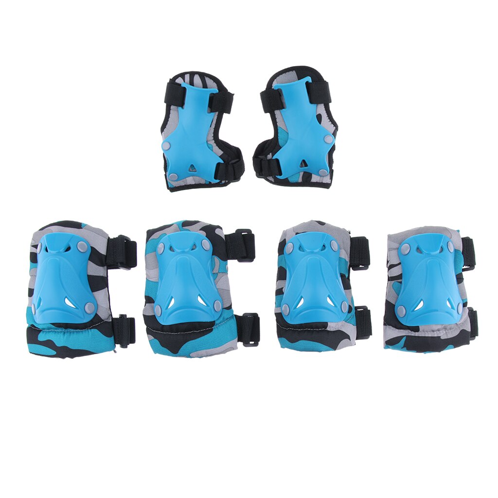 Kids Child Skating Scooter Protective Gear Knee Elbow Hand Pads Set: Blue M