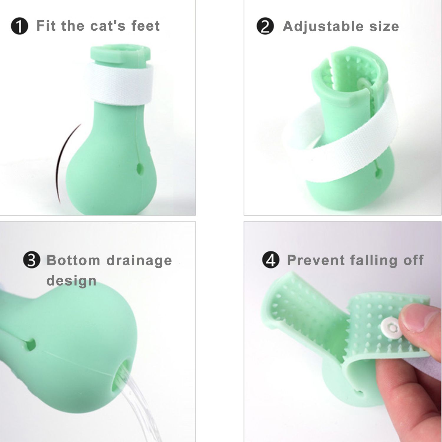 Chaussures anti-rayures en Silicone pour chats, bottes de bain réglables pour animaux de compagnie, lavage des griffes de chat
