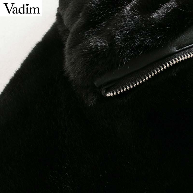 Vadim femmes fourrure manteaux veste pour homme poches cordon vestes vêtements d'extérieur pour femmes solide hauts amples CA597
