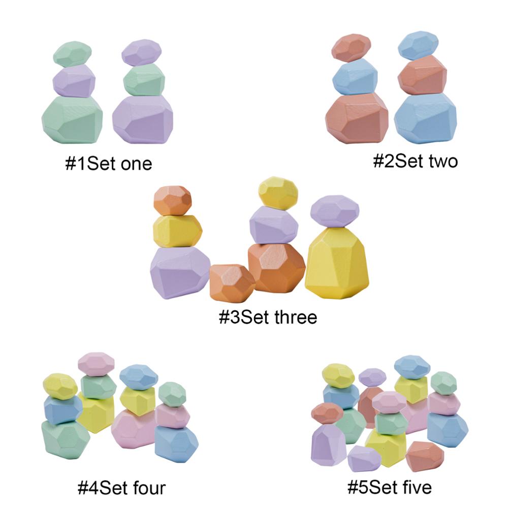 Kinder Montessori Holz Bausteine Set Jenga Farbige Stein Kreative Nordic Stapeln Spiel Regenbogen Holz Spielzeug