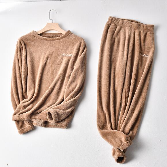 Fdfklak flanellen huiskleding dikke warme dames pyjamaset lange mouwen lange broek pyjama dames casual nachtkleding pyjama vrouw