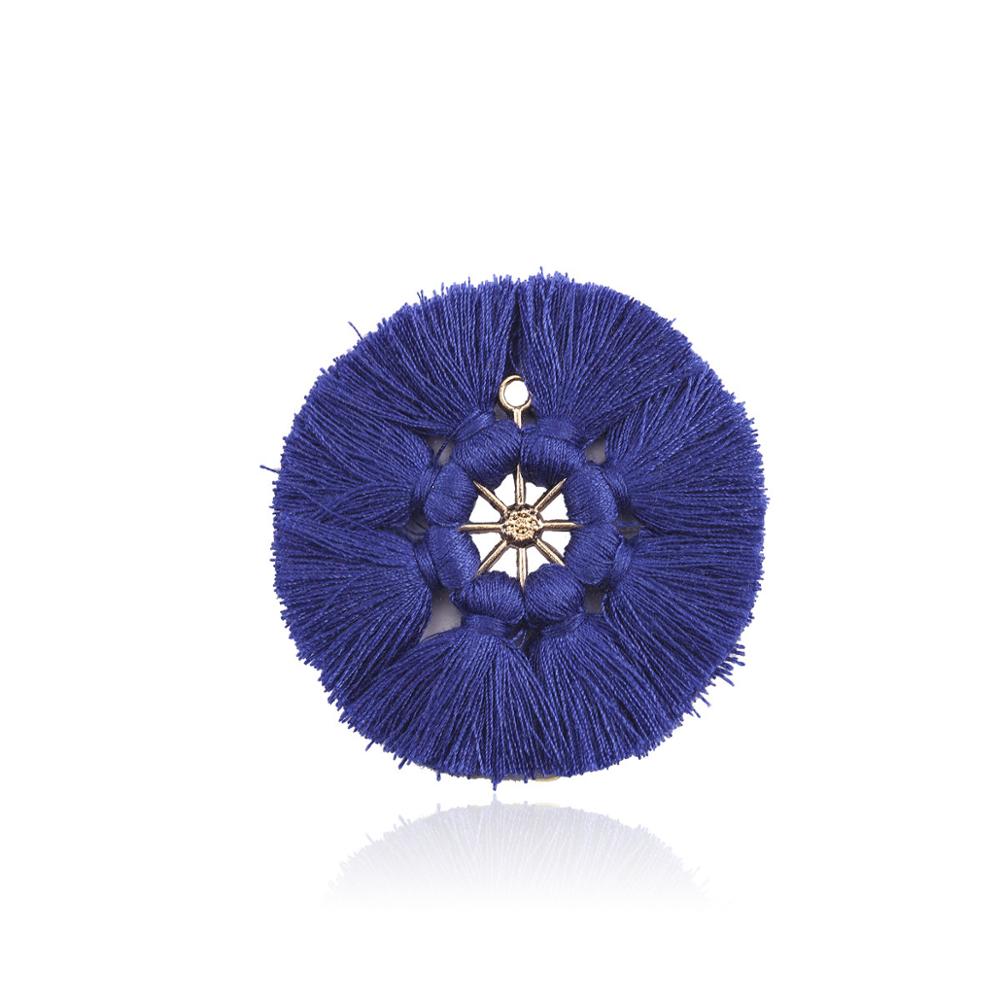 5Pcs/lot Alloy Tassels Charms Pendant Earring 8 Colors Round Pendant Necklace Findings for DIY Jewelry Making Accessories: T0447SA00