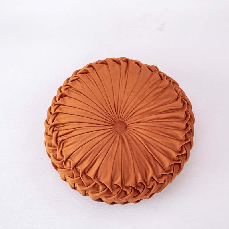 Cojín redondo de terciopelo de 35cm para sofá, almohada rellena, puf futón en el suelo: orange-A