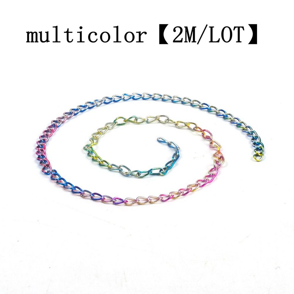 Correntes ovais de arco-íris com 2 metros/pake, 1.5mm 2.5mm, corrente de ligação oval para fazer joias, acessórios de correntes o planas para pulseira diy: multicolor 2.5mm