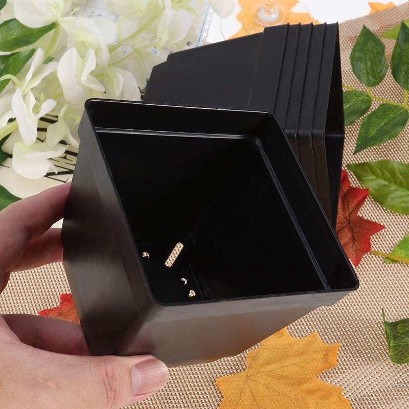 Pots à plantes carrés noirs en plastique, lot de 30 Pots de 4 pouces, pépinière de semis, conteneur de plantation pour le jardin