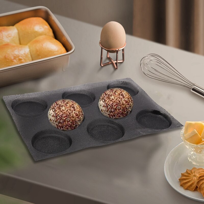 Moules perforés en Silicone pour pain Hamburger, feuilles de cuisson antiadhésives, taille demi-casserole